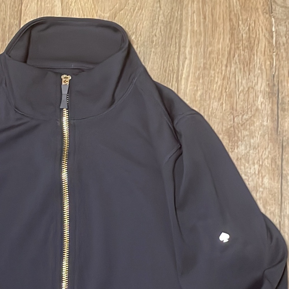 kate spade Navy Blue Ruffle-Hem Zip Jacket - Picture 5 of 7